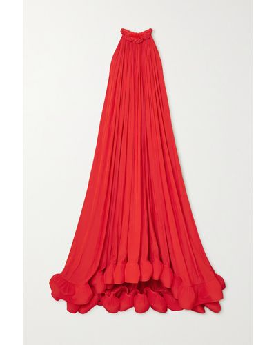 Lanvin Ruffled Charmeuse Gown - Red