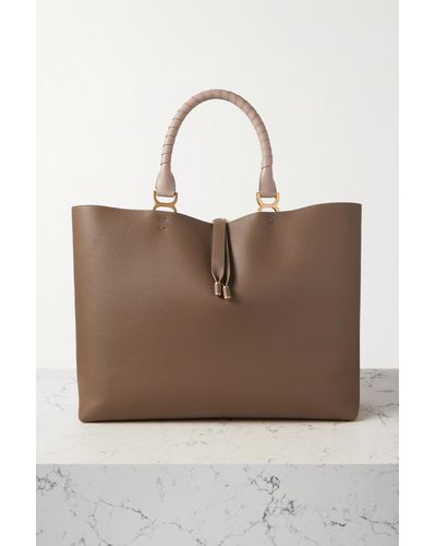 Chloé + Net Sustain Marcie Large Leather Tote - Brown