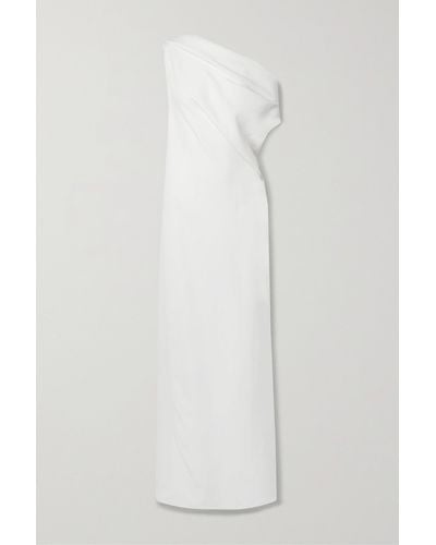 The Row Bamaris One-shoulder Draped Silk-crepe Maxi Dress - White