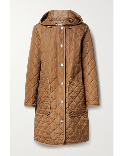 Burberry Hooded Quilted Padded Shell Coat - Brown