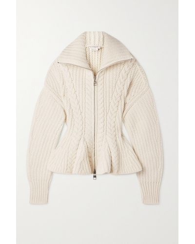 Alexander McQueen Cable-knit Wool-blend Cardigan - Natural