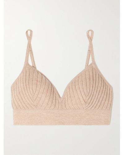 Eres Tendre Ribbed Wool And Cashmere-blend Bra - Natural