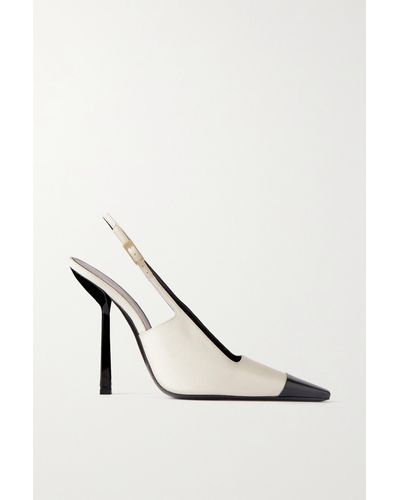 Saint Laurent Ines Leather-trimmed Twill Slingback Court Shoes - White