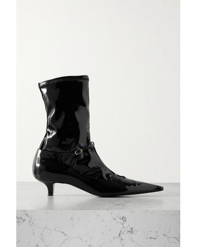 The Row Patent-leather Ankle Boots - Black