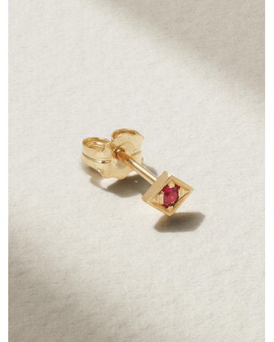Azlee Lone Burst 18-karat Gold Ruby Single Earring - Pink
