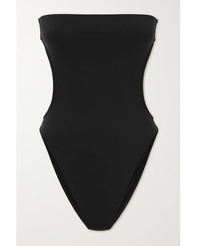 Saint Laurent Strapless Cutout Swimsuit - Black