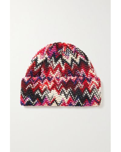 Missoni Bonnet En Laine Crochetée - Rouge