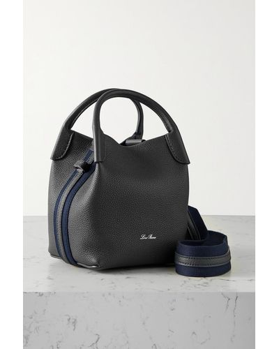 Loro Piana Sac Porté Épaule En Cuir Texturé À Finitions En Gros-grain Bale - Noir