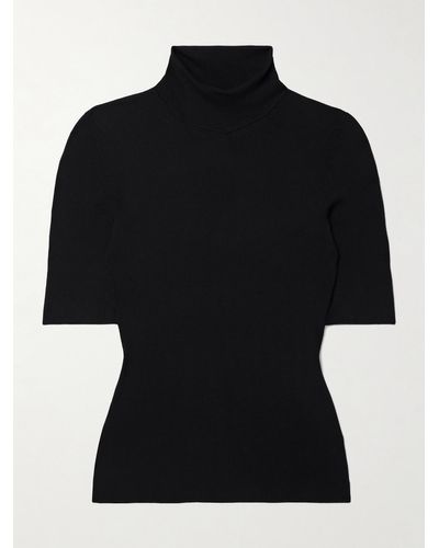 Theory Leenda Ribbed Wool Turtleneck Sweater - Black