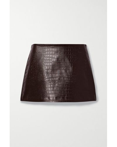 Whistles Panelled Leather Skirt in Natural