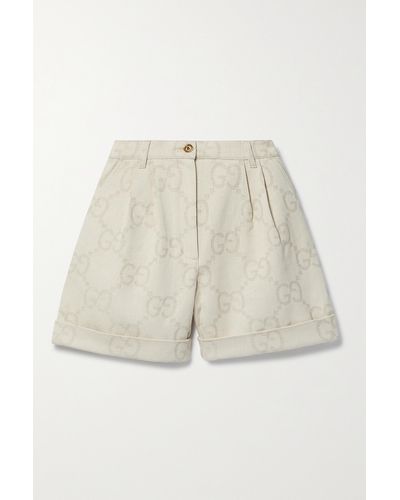 Gucci Love Parade Pleated Cotton-blend Jacquard Shorts - Natural