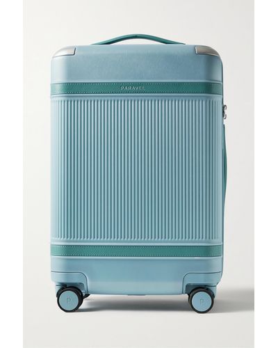 Paravel + Net Sustain Aviator Carry-on Plus Vegan Leather-trimmed Recycled Hardshell Suitcase - Blue