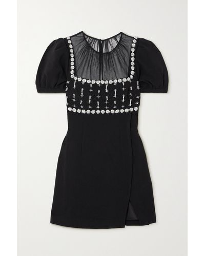 Self-Portrait Self Portrait Crepe Mini Dress With Appliques - Black