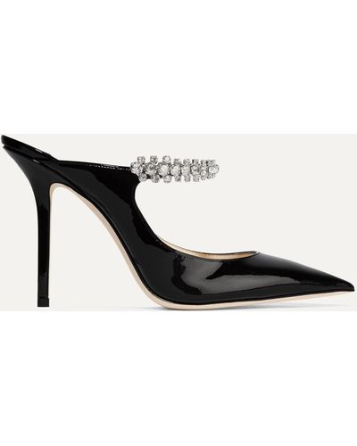 Jimmy Choo Mules En Cuir Verni À Cristaux Bing 100 - Noir