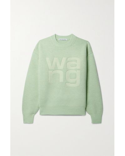 T By Alexander Wang Debossed Knitted Jumper - Green