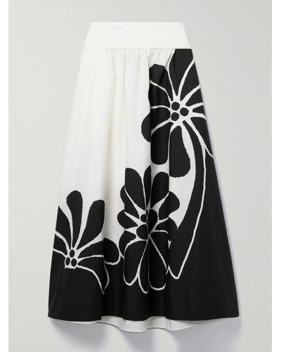 FARM Rio Palermo Floral-print Cotton-poplin Maxi Skirt - Black