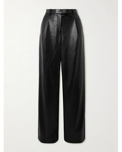 Jonathan Simkhai Novia Pleated Faux Leather Straight-leg Trousers - Black