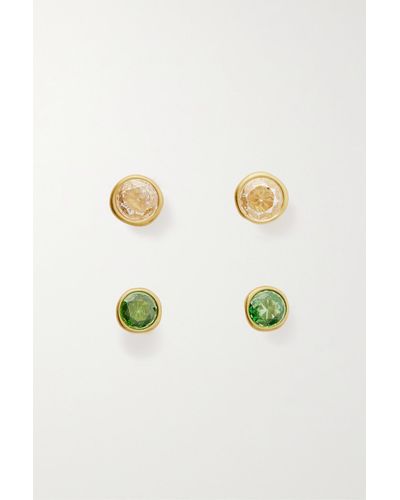 Roxanne Assoulin Emerald City Two Pairs Of Gold-tone Crystal Earrings - Blue