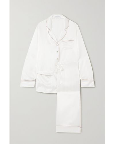 Olivia Von Halle Coco Silk-satin Pyjama Set - White