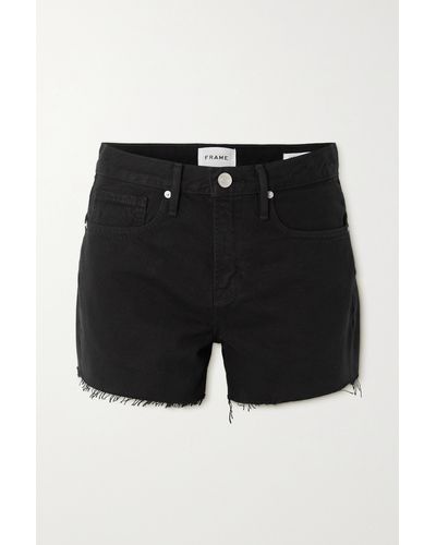 FRAME Le Brigette Frayed Denim Shorts - Black