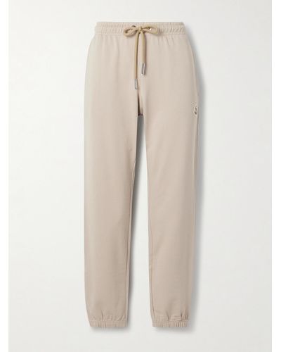 Moncler Pantalon De Survêtement Fuselé En Jersey De Coton À Appliqué - Neutre