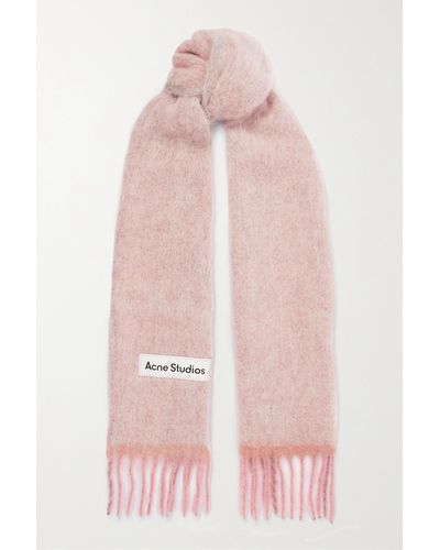 Acne Studios Fringed Knitted Scarf - Pink