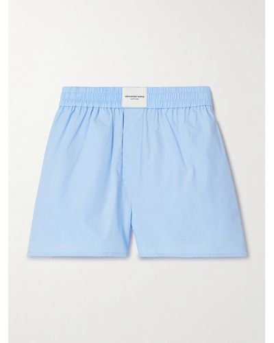 T By Alexander Wang Cotton-poplin Shorts - Blue