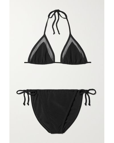 Norma Kamali Triangel-bikini Mit Stretch-mesh-einsätzen - Schwarz