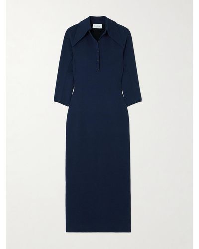 16Arlington Alerone Silk And Cotton-blend Midi Dress - Blue