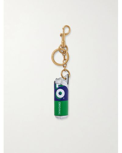 Anya Hindmarch Polo Textured-leather Keyring - White