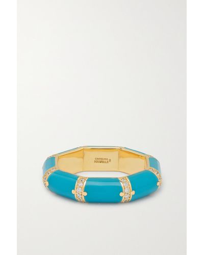 L'Atelier Nawbar Bamboo 18-karat Gold, Turquoise And Diamond Ring - Blue