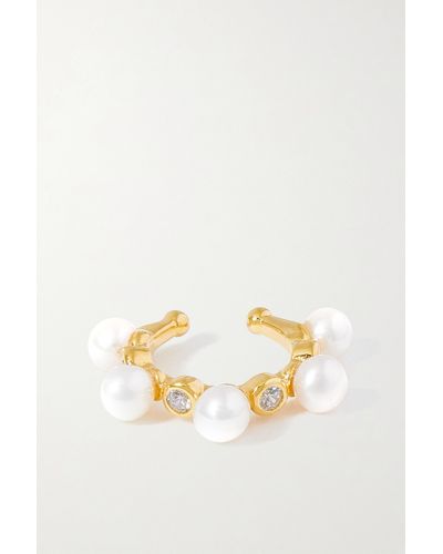 Anissa Kermiche Hooked On You Gold Vermeil, Pearl And Cubic Zirconia Ear Cuff - Metallic