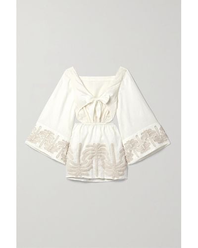 Johanna Ortiz + Net Sustain Shared Present Embroidered Linen And Cotton-blend Mini Dress - White