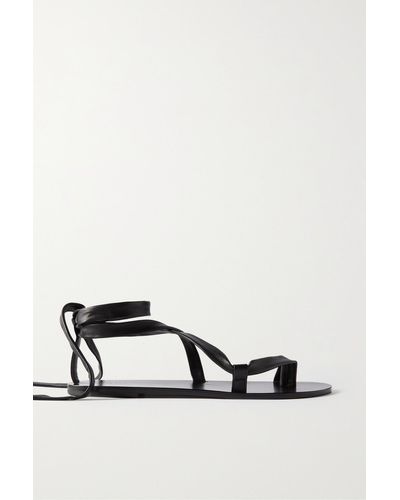 The Row Nora Lace-up Leather Sandals - Black