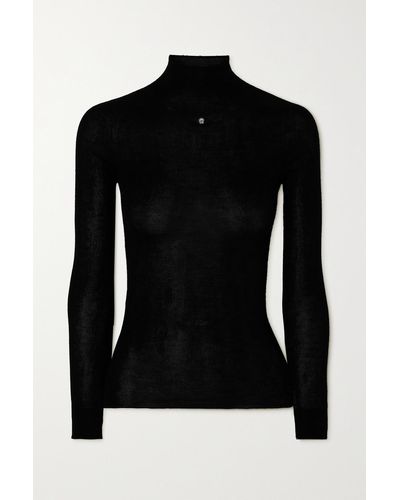 Versace Embellished Cashmere And Silk-blend Turtleneck Jumper - Black