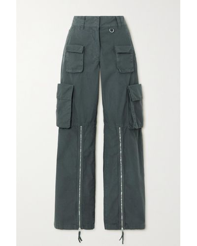 Acne Studios Cotton-ripstop Wide-leg Cargo Trousers - Green