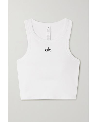 Alo Yoga Aspire Cropped Ribbed Cotton-blend Jersey Tank - Grey