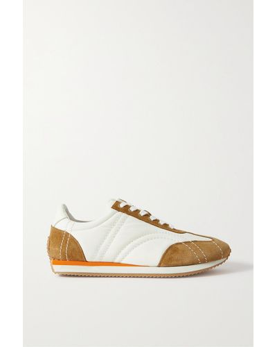 Totême The Sport Leather-trimmed Suede And Twill Sneakers - Brown