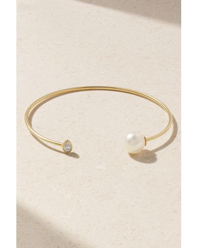 Mizuki 14-karat Gold, Pearl And Diamond Cuff - Natural