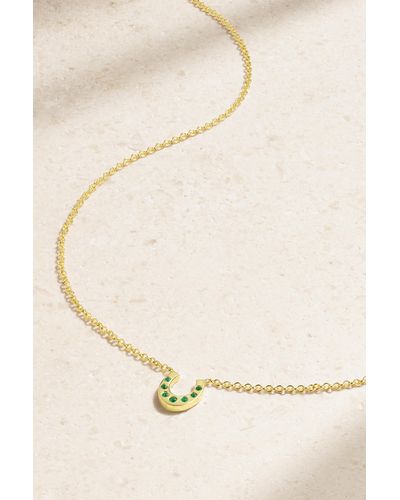 Jennifer Meyer Mini Horseshoe 18-karat Gold Emerald Necklace - Natural