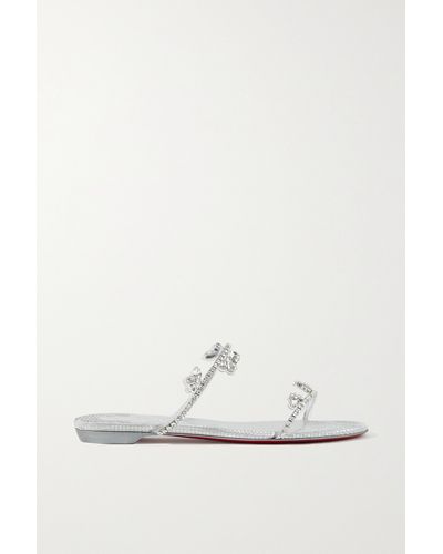 Christian Louboutin Just Queenie Crystal-embellished Pvc Sandals - White