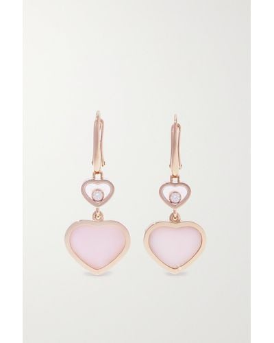 Chopard Happy Hearts Ohrringe Aus 18 Karat Roségold Mit Opalen Und Diamanten - Pink