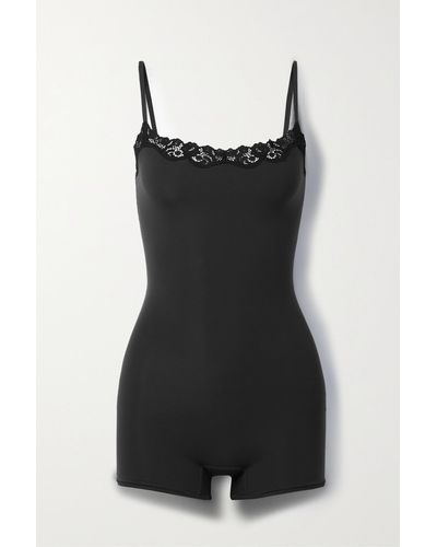 Skims Fits Everybody Lace-trimmed Stretch Playsuit - Black