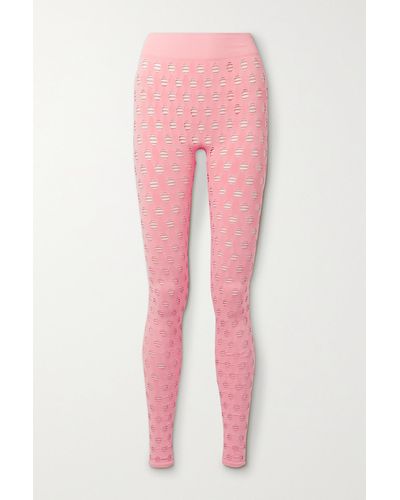Maisie Wilen Perforated Stretch-jersey Leggings - Pink