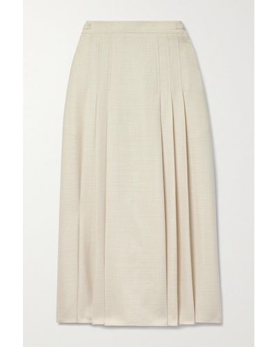 Gabriela Hearst Lerna Pleated Wool And Silk-blend Midi Skirt - Natural