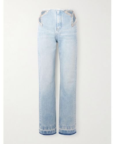 Stella McCartney + Net Sustain Crystal-embellished Cutout Organic Jeans - Blue