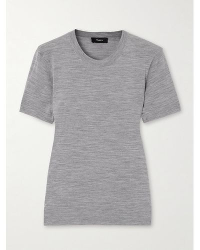 Theory T-shirt En Laine Mélangée - Gris