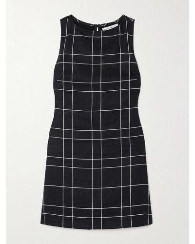 Faithfull The Brand + Net Sustain Lui Belted Checked Linen Mini Dress - Black