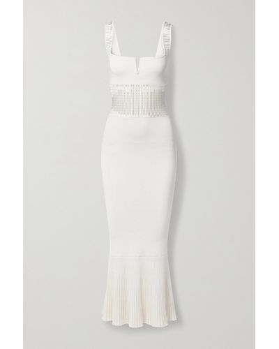 Galvan London Orion Embellished Stretch-knit Gown - White