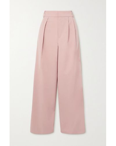 Tibi Stella Wool-blend Wide-leg Pants - Pink